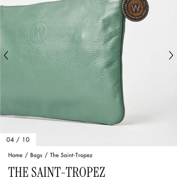 Green Leather Clutch, Wanderers Travel Co, EUC, like new. - Picture 3 of 11